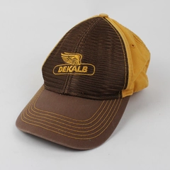 Dekalb Logo Seed Corn Adjustable Mesh Trucker Hat K-Products Farmer Brown Gold