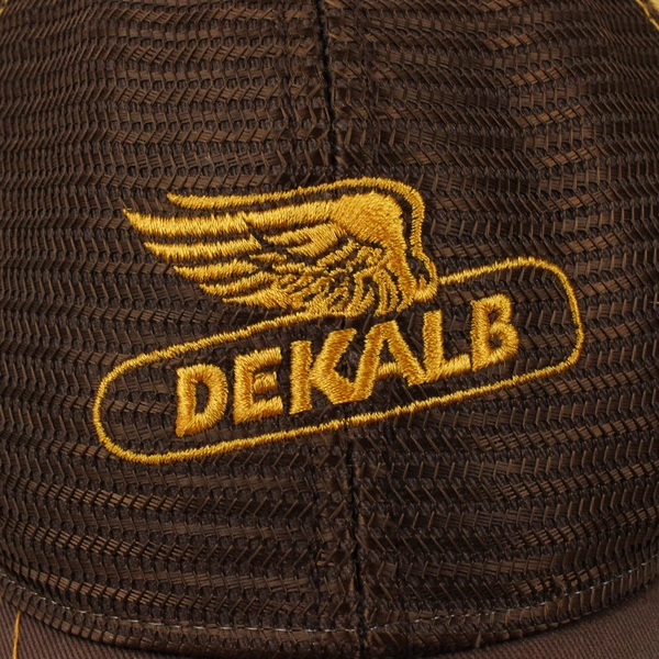 Dekalb Logo Seed Corn Adjustable Mesh Trucker Hat K-Products Farmer Brown Gold