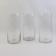 Lot of 3 Clear Glass Cylinder Vases 7 Inch Simple Floral Decor