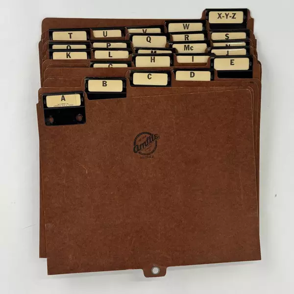 25 Brown Amberg Amfile File Cabinet Dividers Dated 1927 With The Letters A-Z