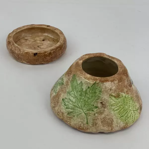 Handmade Ceramic Fairy Light Candle Holder For Votive or Tealight Candles Leaves