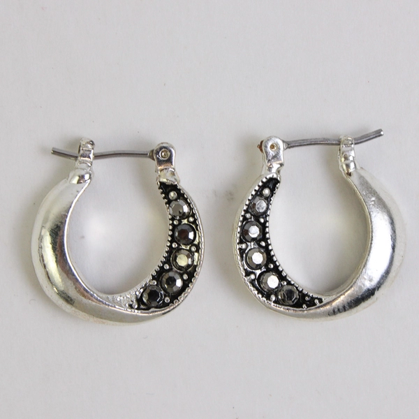 Liz Claiborne Faux Marcasite Silver-Tone Huggie Earrings