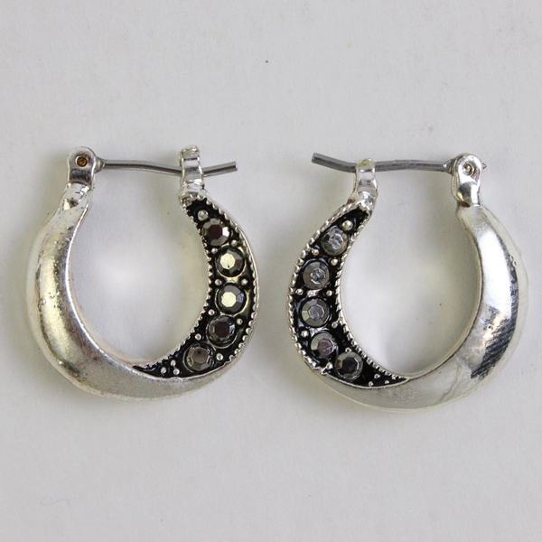 Liz Claiborne Faux Marcasite Silver-Tone Huggie Earrings