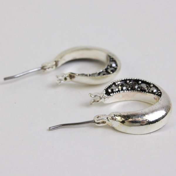 Liz Claiborne Faux Marcasite Silver-Tone Huggie Earrings