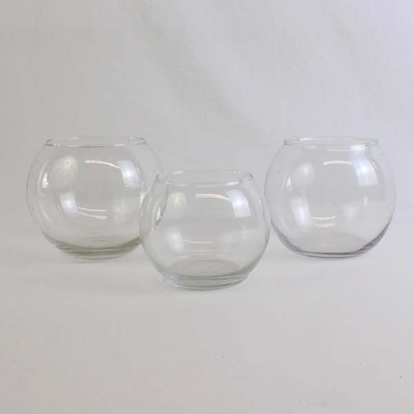 Lot of 3 Unbranded Clear Glass Fish Bowl Home Decor Vase Different Sizes