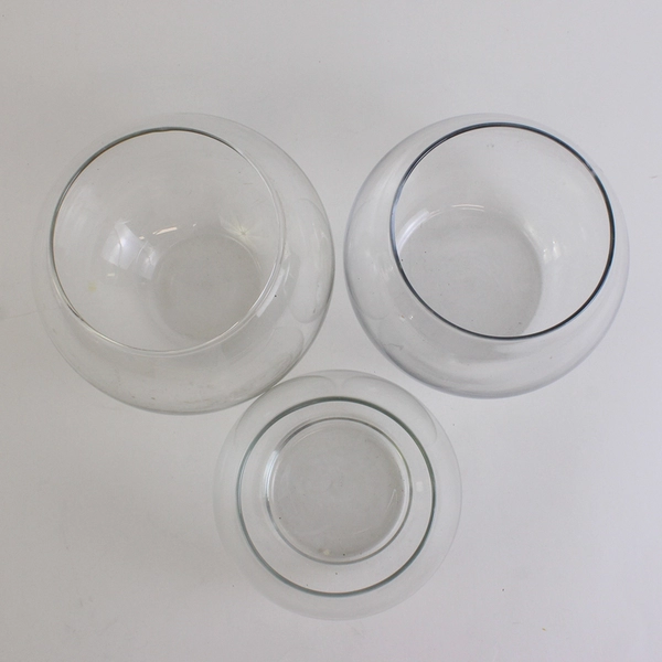 Lot of 3 Unbranded Clear Glass Fish Bowl Home Decor Vase Different Sizes