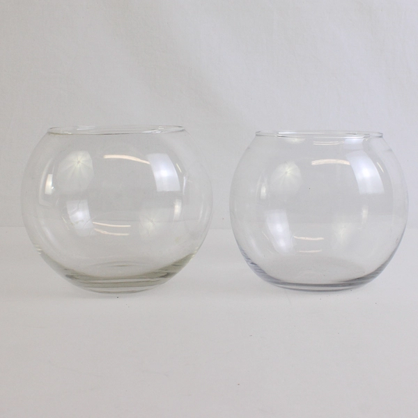 Lot of 3 Unbranded Clear Glass Fish Bowl Home Decor Vase Different Sizes