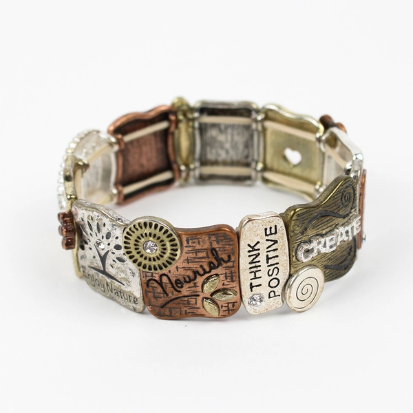 Inspirational Mixed Metal Stretch Bracelet Jewelry Gift
