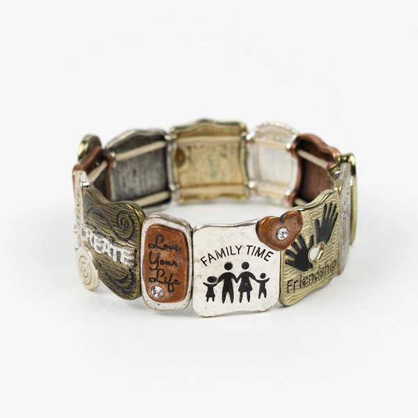 Inspirational Mixed Metal Stretch Bracelet Jewelry Gift