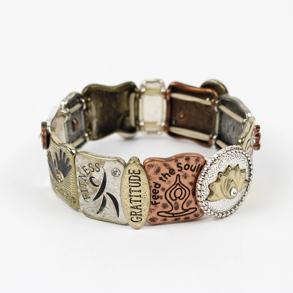 Inspirational Mixed Metal Stretch Bracelet Jewelry Gift