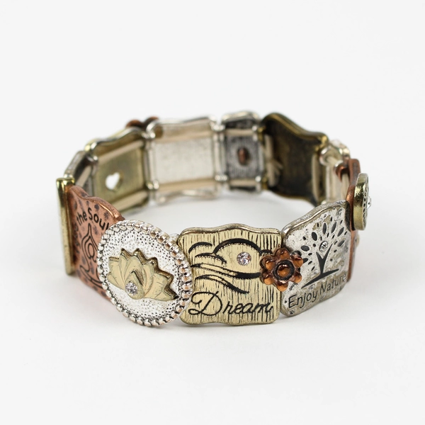 Inspirational Mixed Metal Stretch Bracelet Jewelry Gift