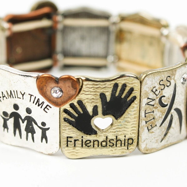 Inspirational Mixed Metal Stretch Bracelet Jewelry Gift