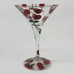 Lolita Hand Painted Cherry Bomb Martini Glass With Recipe On The Bottom