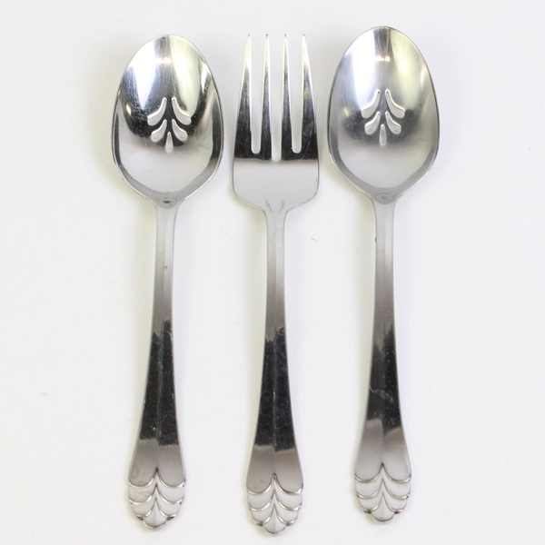 Set of 3 Oneida Helena Serving Spoons & Fork Stainless Steel