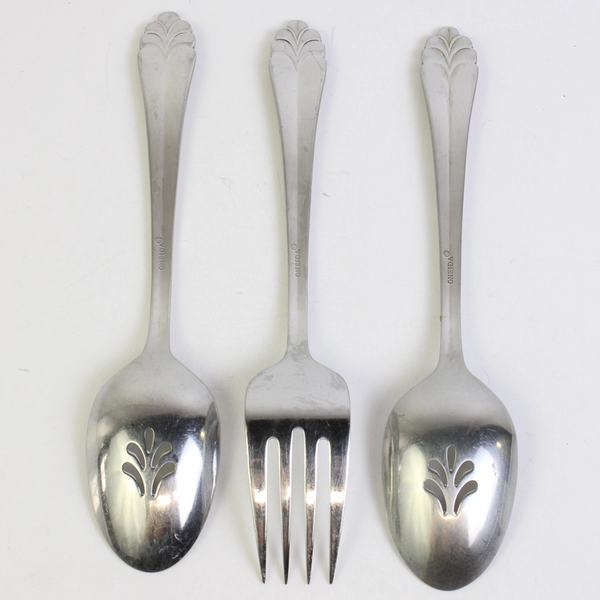 Set of 3 Oneida Helena Serving Spoons & Fork Stainless Steel
