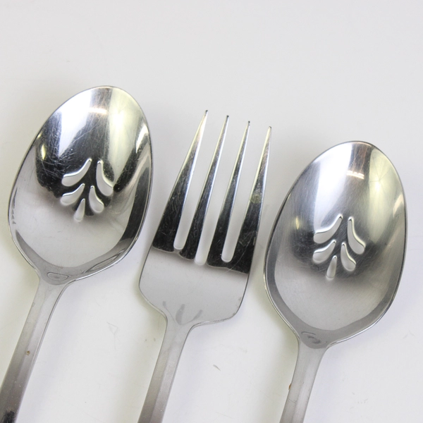 Set of 3 Oneida Helena Serving Spoons & Fork Stainless Steel