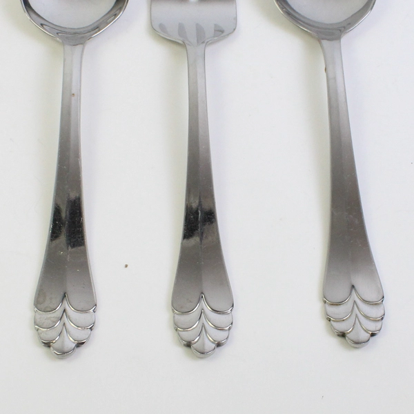 Set of 3 Oneida Helena Serving Spoons & Fork Stainless Steel