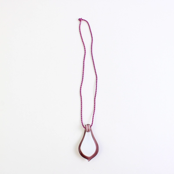 Lot of 2 Hand-Blown Art Glass Teardrop Pendant Necklaces Green and Purple