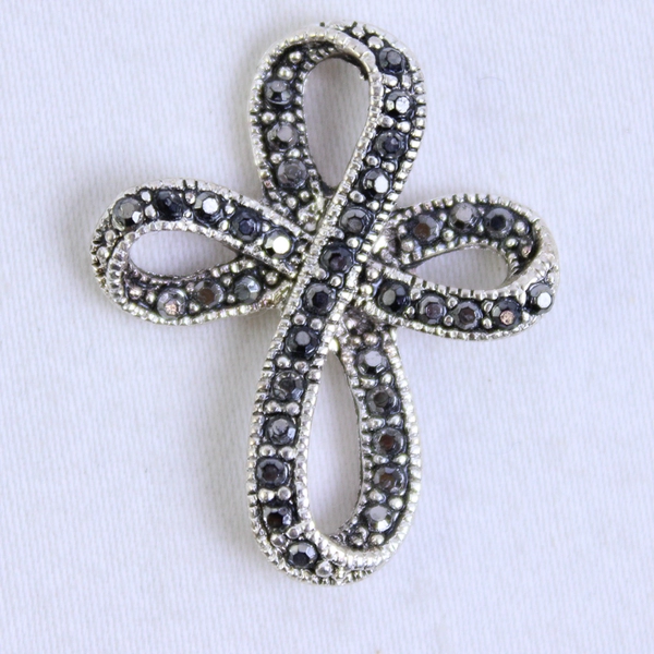 Liz Claiborne Faux Marcasite Silver-Tone Cross Pendant