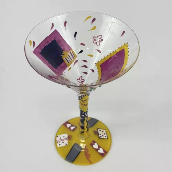 Hand Painted Lolita Birthday Girl Martini Glass With Recipe On The Bottom