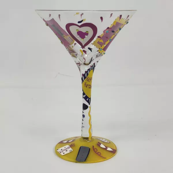 Hand Painted Lolita Birthday Girl Martini Glass With Recipe On The Bottom