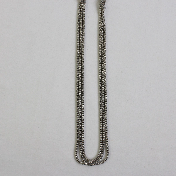 Multi-Strand Braided Silver-Tone Beaded Necklace 32"