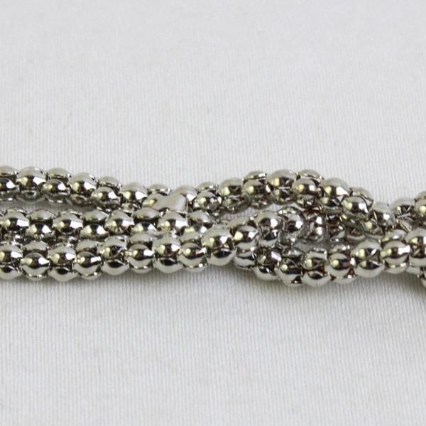 Multi-Strand Braided Silver-Tone Beaded Necklace 32"