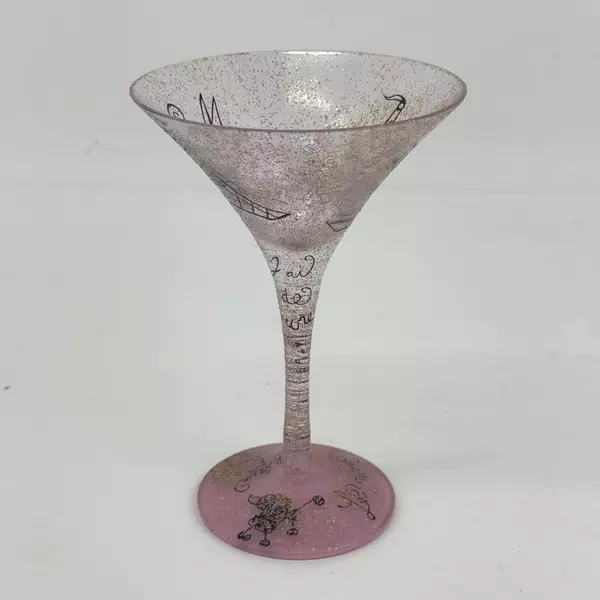 Hand Painted Lolita Parisian Martini Glass With Recipe On The Bottom