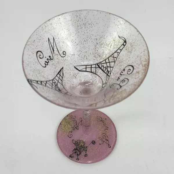Hand Painted Lolita Parisian Martini Glass With Recipe On The Bottom