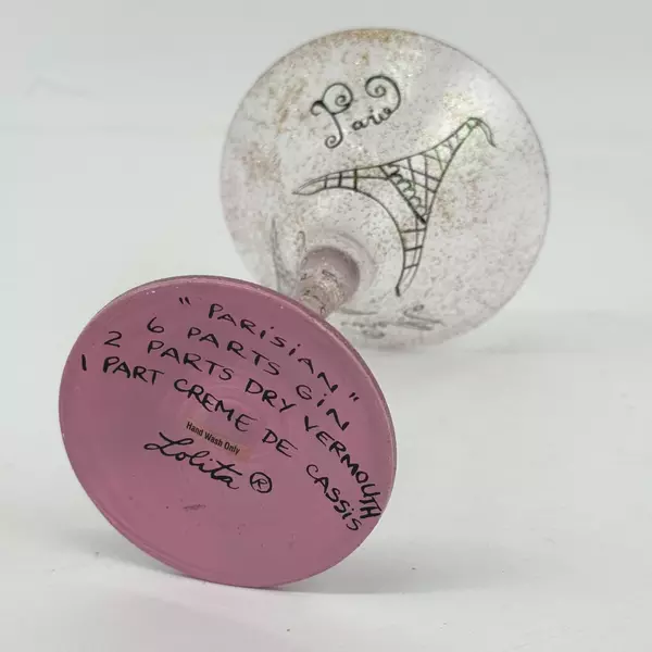 Hand Painted Lolita Parisian Martini Glass With Recipe On The Bottom