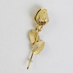 Vintage Gold Tone Rose Brooch Pin Women's Jewelry