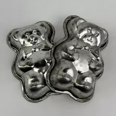 Lot of 2 Vintage Aluminum Teddy Bear Chocolate Molds 4.75 inch