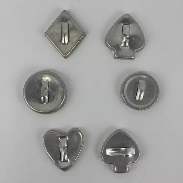 Lot of 6 Vintage Ribbed Edge Metal Cookie Cutters Heart Spade Circle Diamond