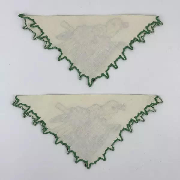 Lot of 2 Vintage Hand Embroidered Linen Table Napkins Yellow Bird And Flowers