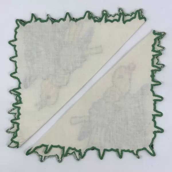 Lot of 2 Vintage Hand Embroidered Linen Table Napkins Yellow Bird And Flowers