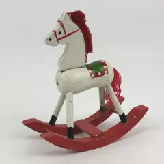 Vintage SSCO Wooden Rocking Horse Christmas Ornament Taiwan 6.25 Inch