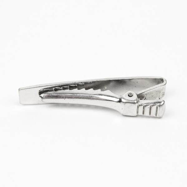 Vintage Silver-Tone Engraved Scroll Design Tie Clip 1-3/4"