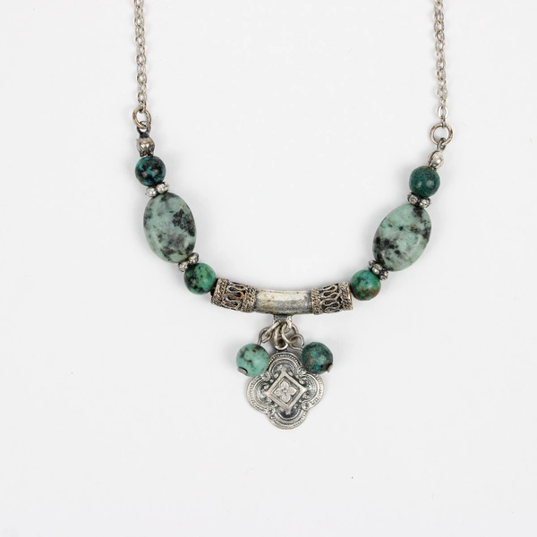 3-Pc Jewelry Set Turquoise Beaded Silver-Tone Necklace and Dangle Earrings