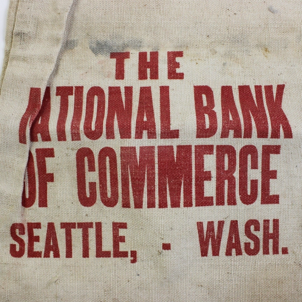 Vintage National Bank of Commerce Seattle Washington Canvas Deposit Bag FLAWED