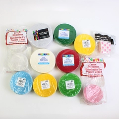 Lot of 13 Rolls Crepe Streamers Party Decorations Various Colors