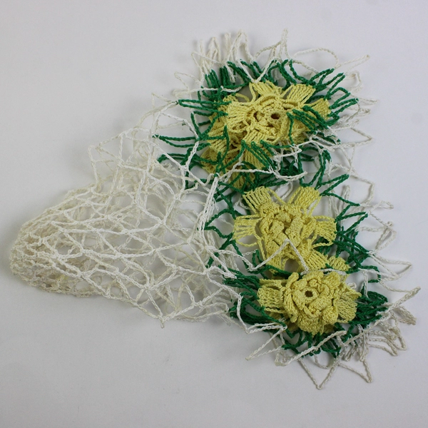 Vintage Handmade Crocheted Yellow Flower Doily 19"