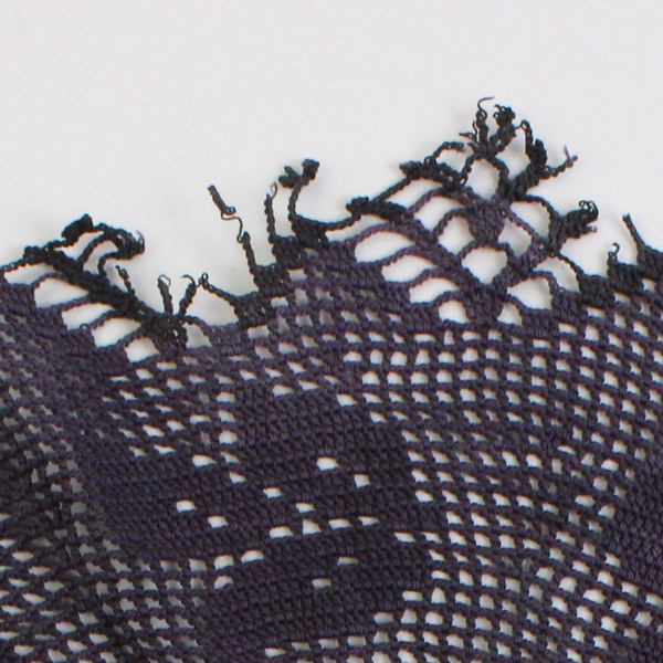 Vintage Handmade Crocheted Deep Purple Floral Design Doily 14"