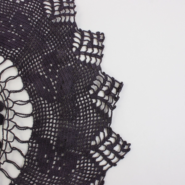 Vintage Handmade Crocheted Deep Purple Floral Design Doily 14"