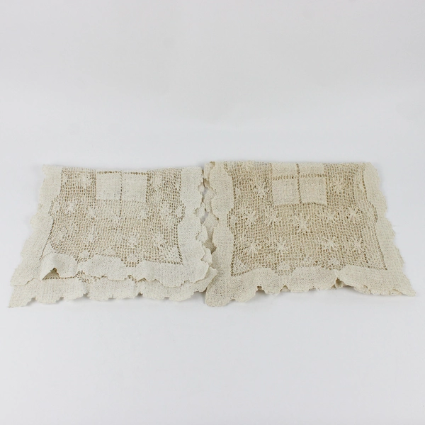 Set of 2 Vintage Handmade Crocheted Dresser Scarves 14" x 40"