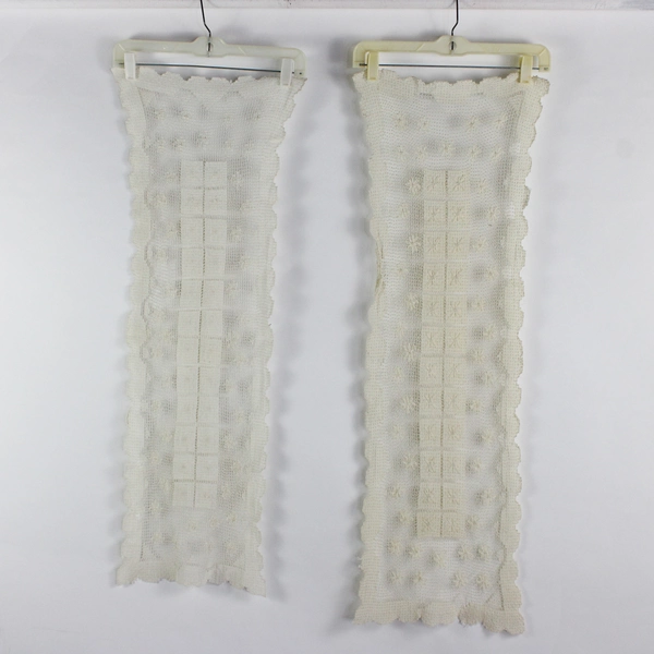 Set of 2 Vintage Handmade Crocheted Dresser Scarves 14" x 40"