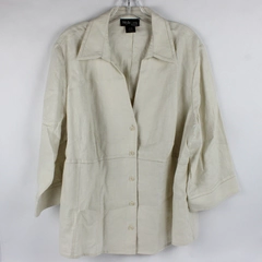 Style & co. Women's Plus Size 22W Off-White Collared Blazer Linen