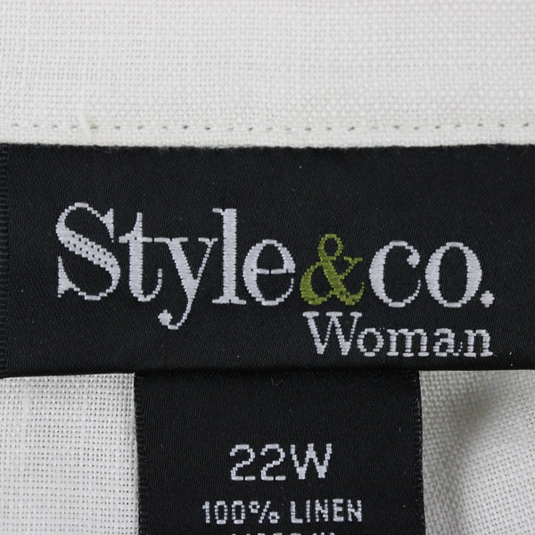 Style & co. Women's Plus Size 22W Off-White Collared Blazer Linen