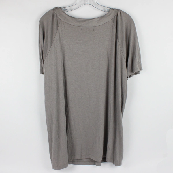 Design History Women's 1X Round Neck Gray Top with Decorative Collar