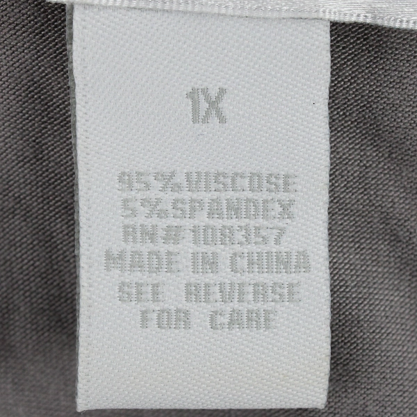 Design History Women's 1X Round Neck Gray Top with Decorative Collar