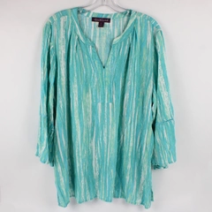 Gloria Vanderbilt Missy Women's XXL Blue Green White Tunic Shirt